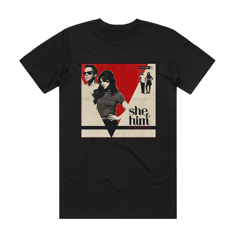 She and Him Classics Album Cover T-Shirt Black