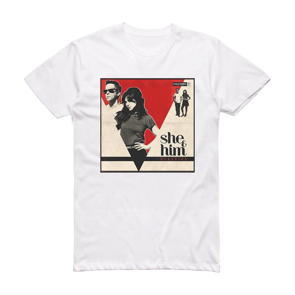She and Him Classics Album Cover T-Shirt White