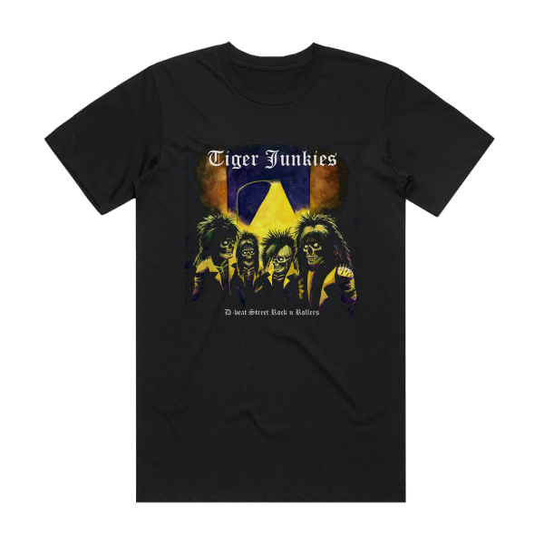 Tiger Junkies D Beat Street Rock N Rollers Album Cover T-Shirt Black