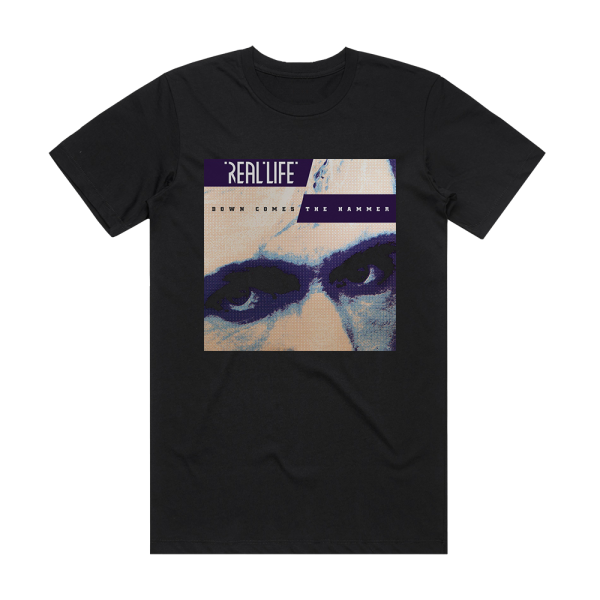 Real Life Down Comes The Hammer Album Cover T-Shirt Black