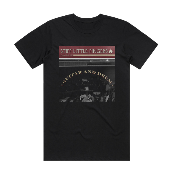 Stiff Little Fingers Guitar Drum Album Cover T-Shirt Black