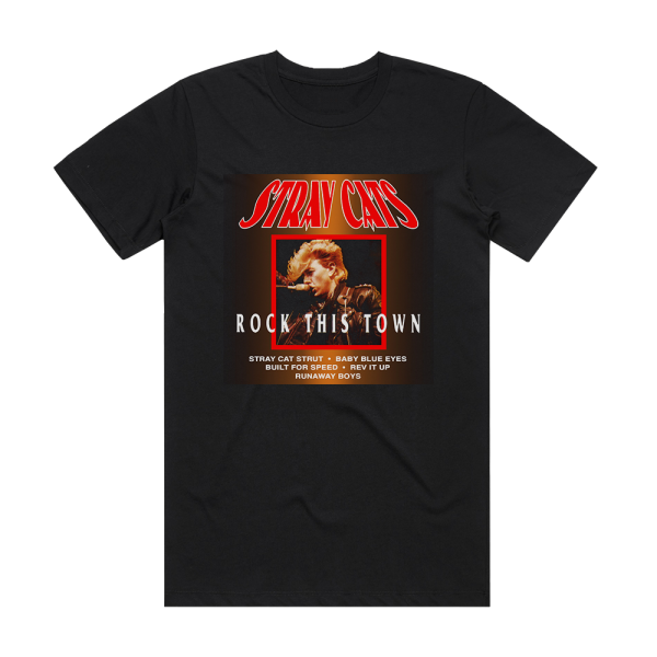 Stray Cats Rock This Town Album Cover T-Shirt Black