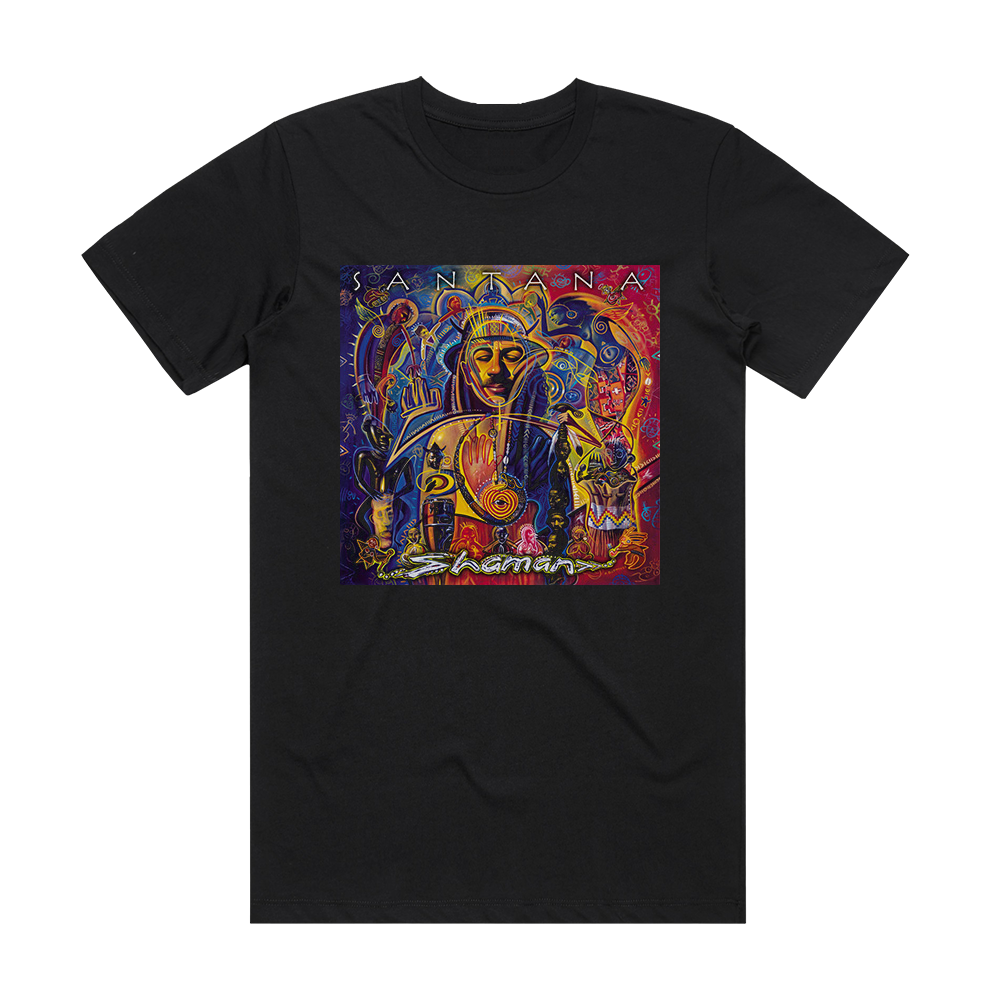 Santana Shaman Album Cover T-Shirt Black – ALBUM COVER T-SHIRTS