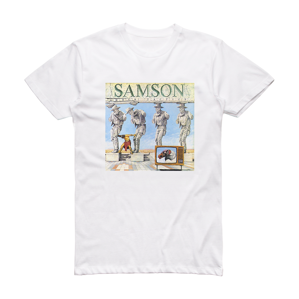 Samson Shock Tactics Album Cover T-Shirt White