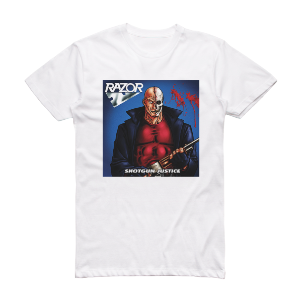Razor Shotgun Justice Album Cover T-Shirt White