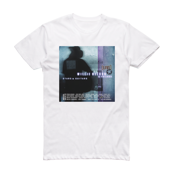Willie Nelson Stars Guitars Album Cover TShirt White ALBUM COVER T