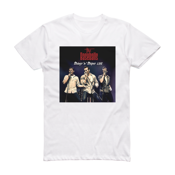 The Baseballs Strings N Stripes Live Album Cover T-Shirt White