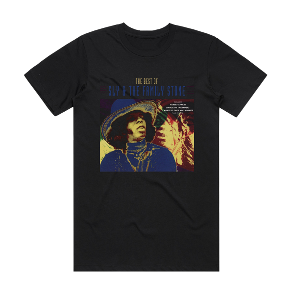 Sly and The Family Stone The Best Of Sly The Family Stone Album Cover T-Shirt Black