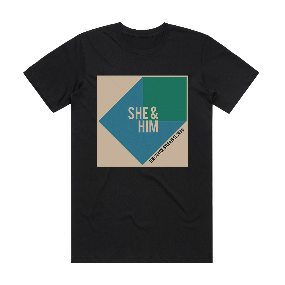 She and Him The Capitol Studios Session Album Cover T-Shirt Black