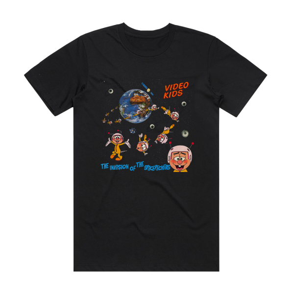 Video Kids The Invasion Of The Spacepeckers Album Cover T-Shirt Black