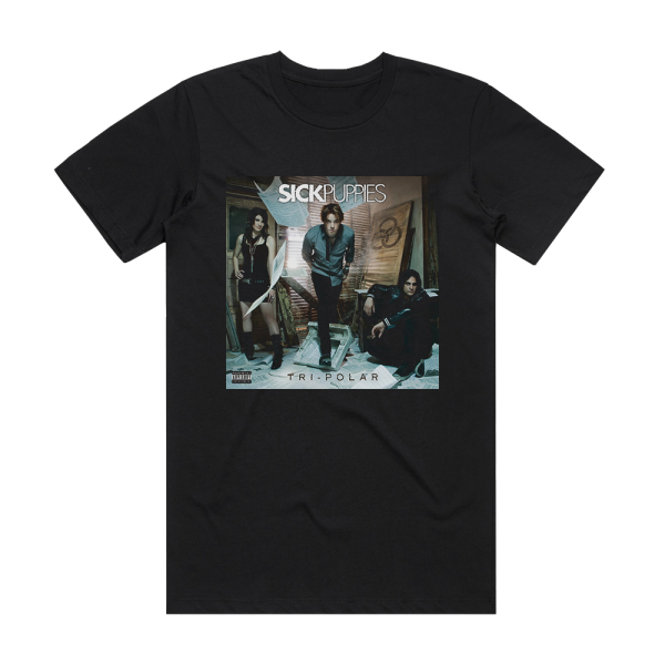 Sick Puppies Tri Polar 1 Album Cover T-Shirt Black