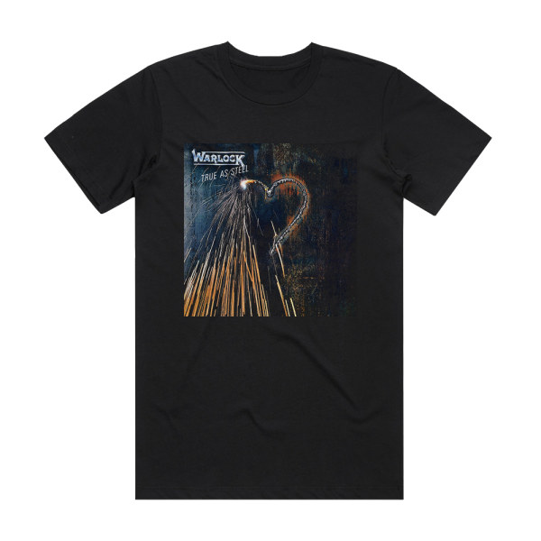 Warlock True As Steel Album Cover T-Shirt Black
