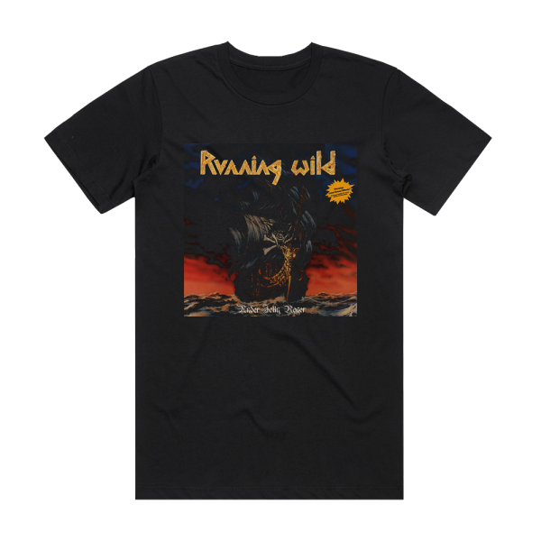 Running Wild Under Jolly Roger Album Cover T-Shirt Black