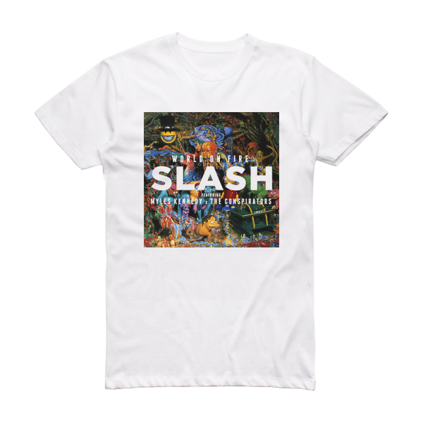 Slash World On Fire 1 Album Cover T-Shirt White